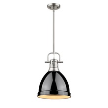  3604-S PW-BK - Duncan Small Pendant with Rod in Pewter with a Black Shade